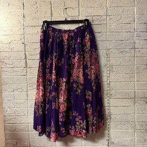 Vintage Chadwick’s Purple Floral Maxi Skirt | Cottagecore Boho Elastic Waist PL